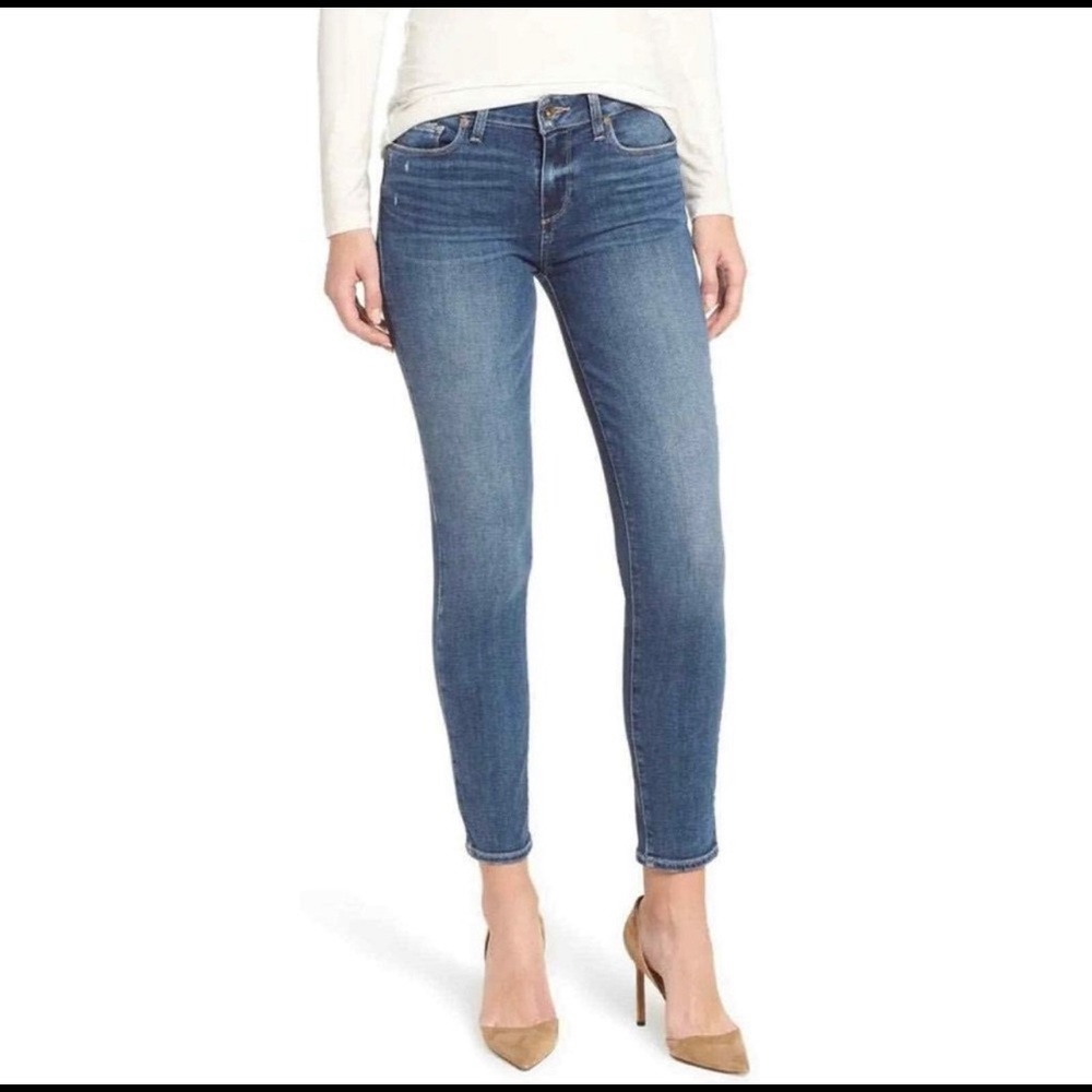 Paige Verdugo Ankle Skinny Jeans In Hansen Medium Wash Mid Rise Stretch …